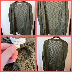 NWOT. Debut Women's Forest Green Cardigan, Size M/L
